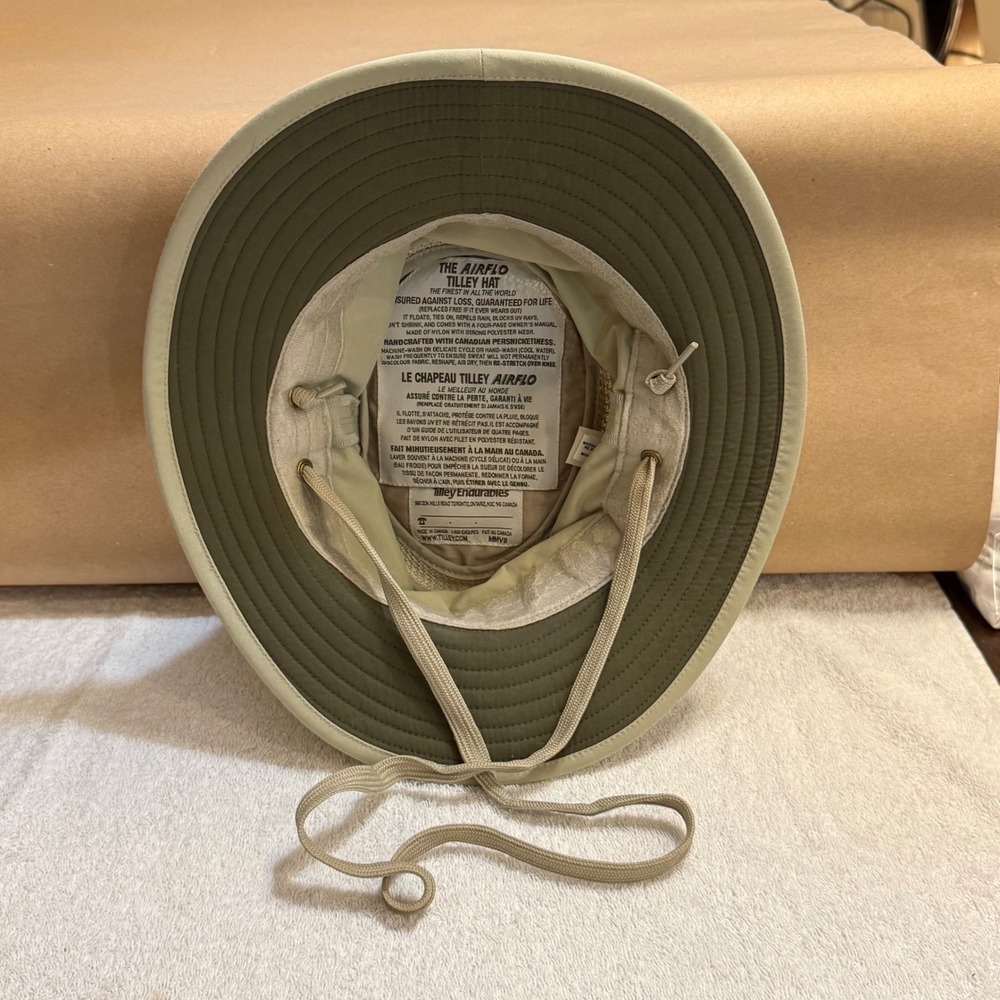 Tilley Airflo Hat Khaki Tan Mesh Ventilation Sun Protection Made in Canada 7 1/8 - Picture 7 of 8